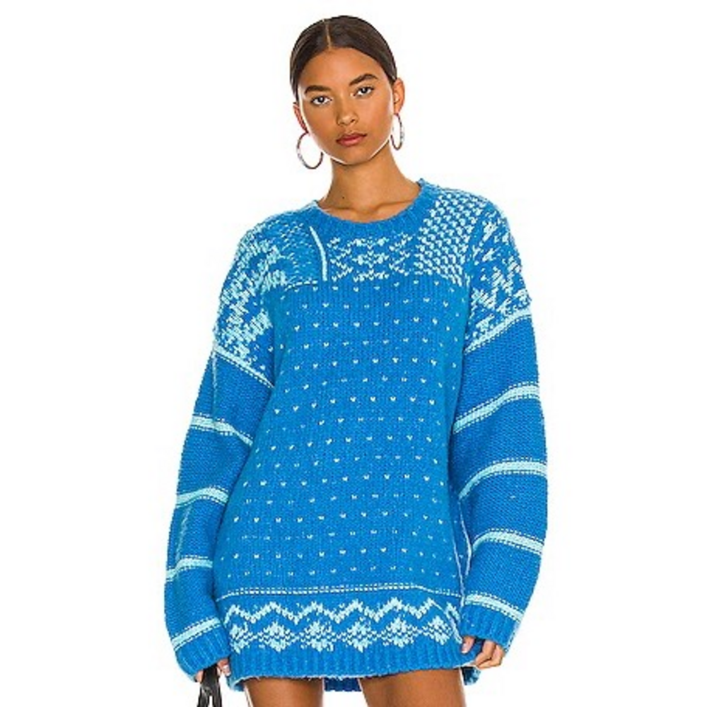 Free People Snow Day Pullover in Frozen Lake in Blue